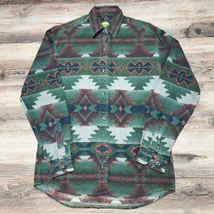 80s 90s SOUTHWESTERN CABELA'S WESTERN Cowboy All over Print Aztec Navajo Shirt